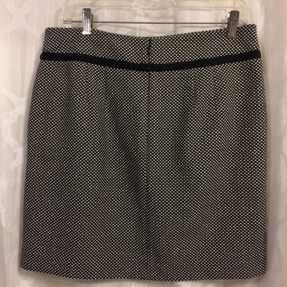 Loft Career Skirt Woven Lined Black White Pockets - Picture 2 of 8
